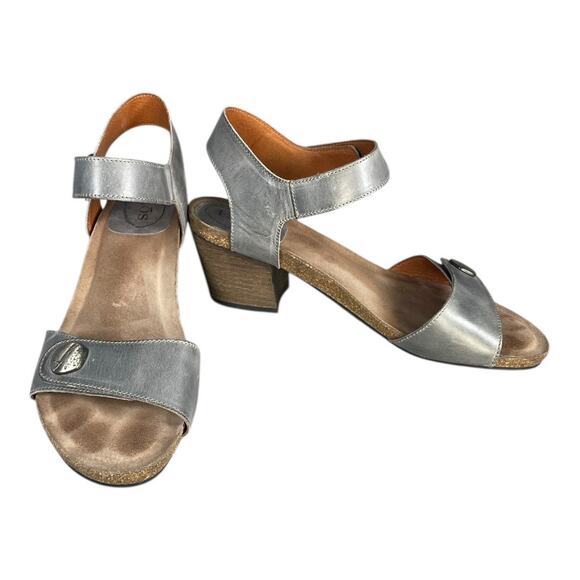 Taos Women’s Carousel 2 Wedge Graphite Grey Leather Sandals Size-11 - Picture 2 of 9
